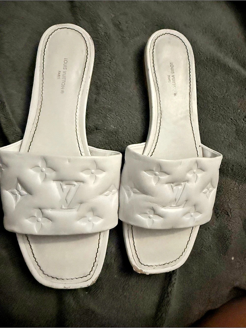 Louis Vuitton Pool Pillow Flat Comfort Mule Floral White Slides EU 38